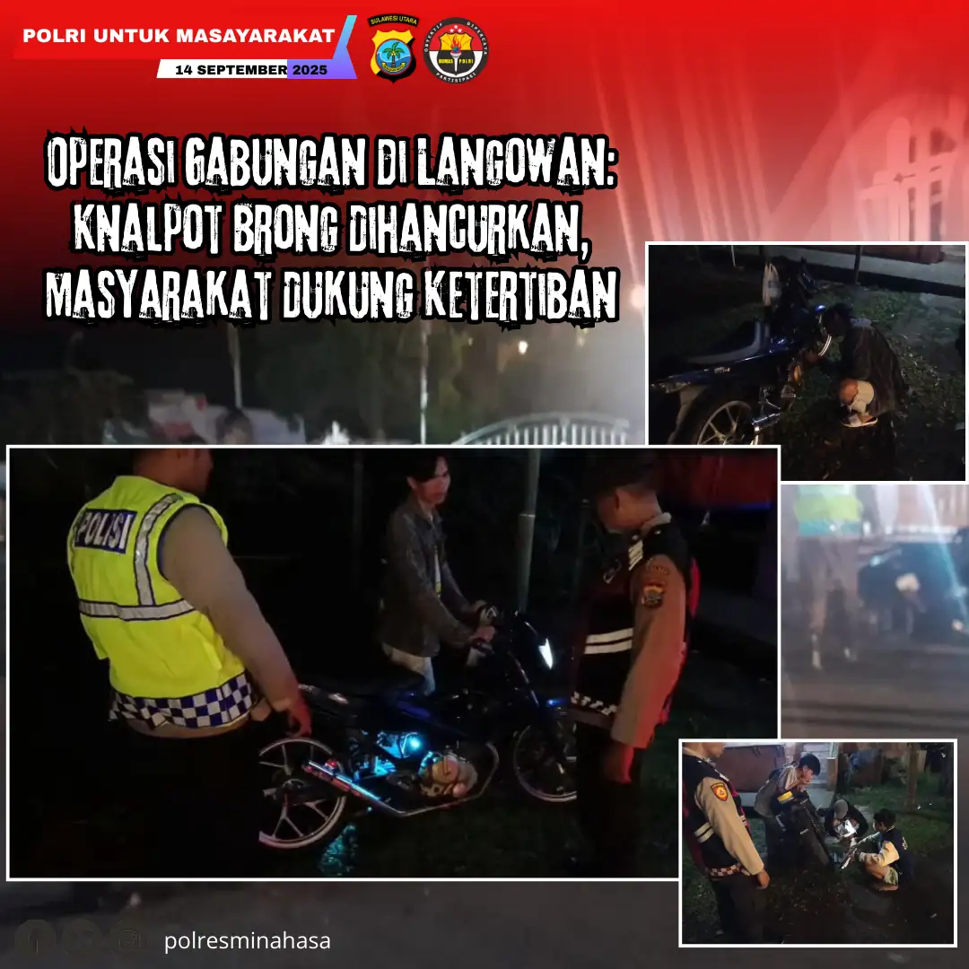 Operasi Gabungan Polsek Langowan dan TNI Hancurkan Knalpot Brong di Depan Warga